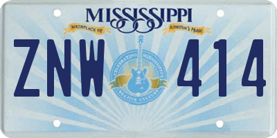 MS license plate ZNW414