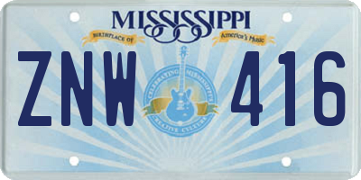 MS license plate ZNW416