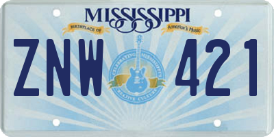 MS license plate ZNW421