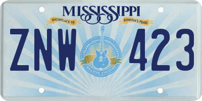 MS license plate ZNW423