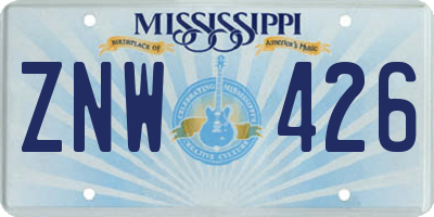 MS license plate ZNW426