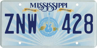 MS license plate ZNW428