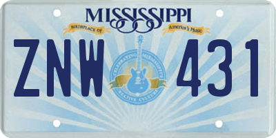 MS license plate ZNW431