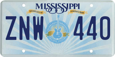 MS license plate ZNW440