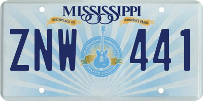 MS license plate ZNW441