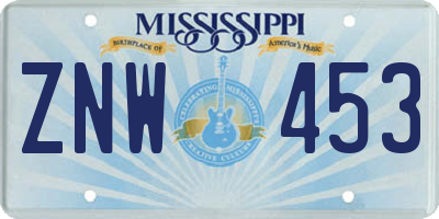 MS license plate ZNW453