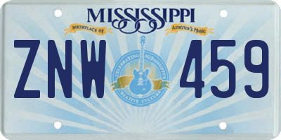MS license plate ZNW459