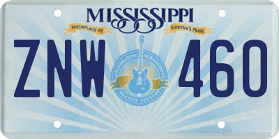 MS license plate ZNW460
