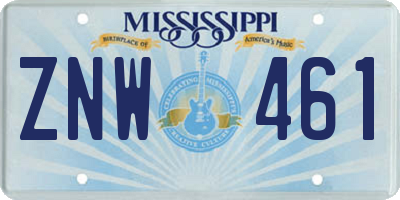 MS license plate ZNW461