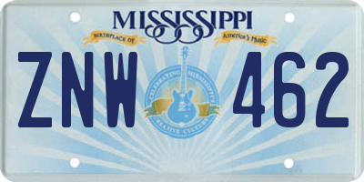 MS license plate ZNW462