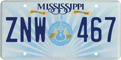 MS license plate ZNW467