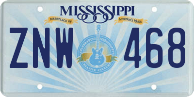 MS license plate ZNW468