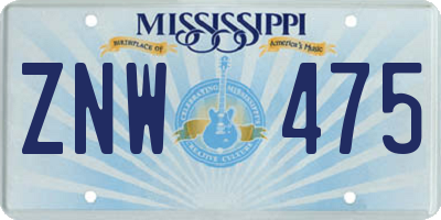 MS license plate ZNW475