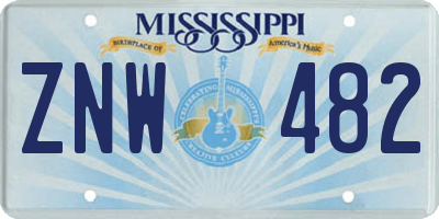 MS license plate ZNW482