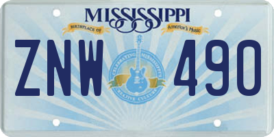 MS license plate ZNW490