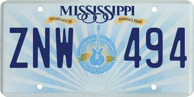 MS license plate ZNW494