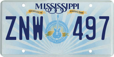 MS license plate ZNW497