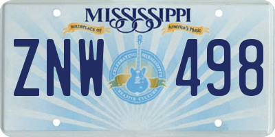 MS license plate ZNW498