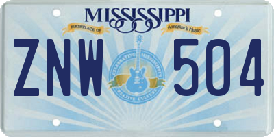 MS license plate ZNW504