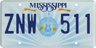 MS license plate ZNW511