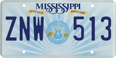 MS license plate ZNW513