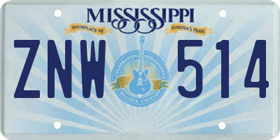 MS license plate ZNW514