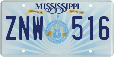 MS license plate ZNW516
