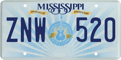 MS license plate ZNW520