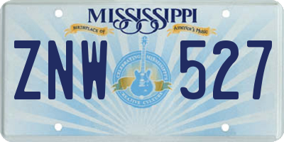 MS license plate ZNW527