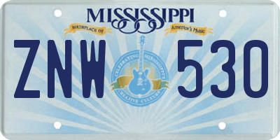 MS license plate ZNW530