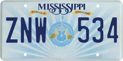 MS license plate ZNW534