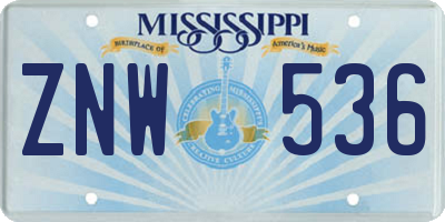 MS license plate ZNW536