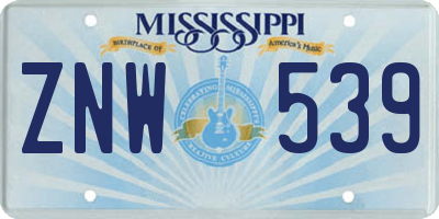 MS license plate ZNW539