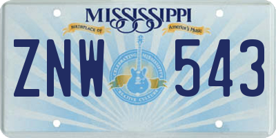 MS license plate ZNW543