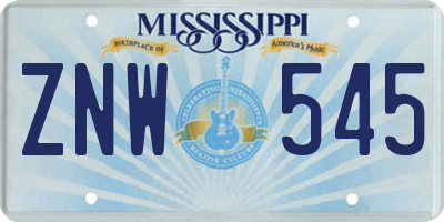 MS license plate ZNW545