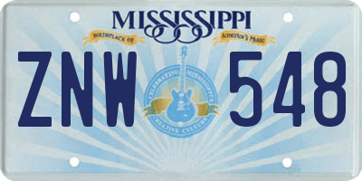 MS license plate ZNW548