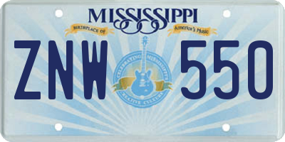 MS license plate ZNW550
