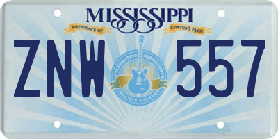 MS license plate ZNW557
