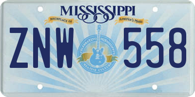 MS license plate ZNW558