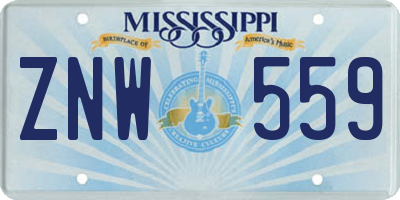 MS license plate ZNW559