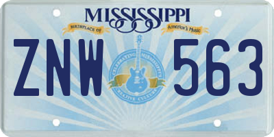 MS license plate ZNW563