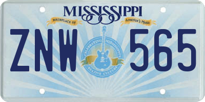 MS license plate ZNW565