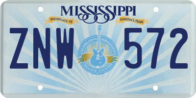 MS license plate ZNW572