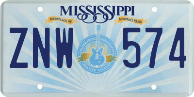 MS license plate ZNW574