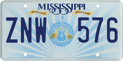 MS license plate ZNW576