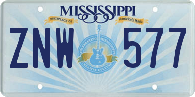 MS license plate ZNW577