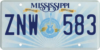 MS license plate ZNW583