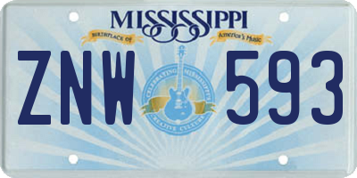 MS license plate ZNW593