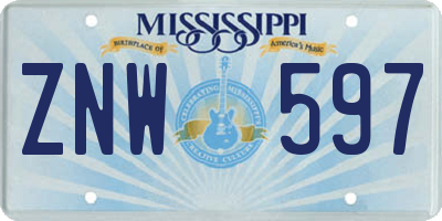 MS license plate ZNW597