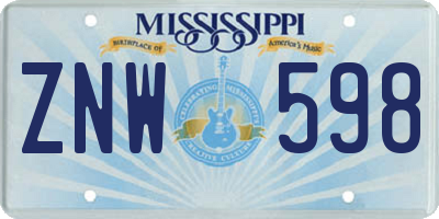 MS license plate ZNW598